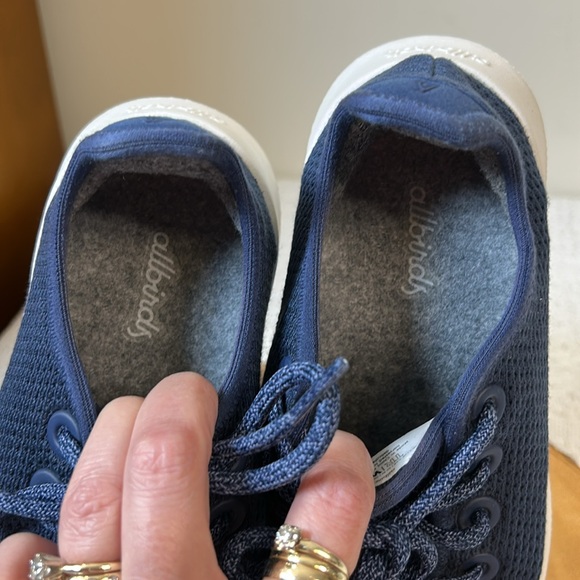 Allbirds Womens Tree Runners TR Running Shoes Lace Up Navy Blue White Size 7 - Picture 4 of 8